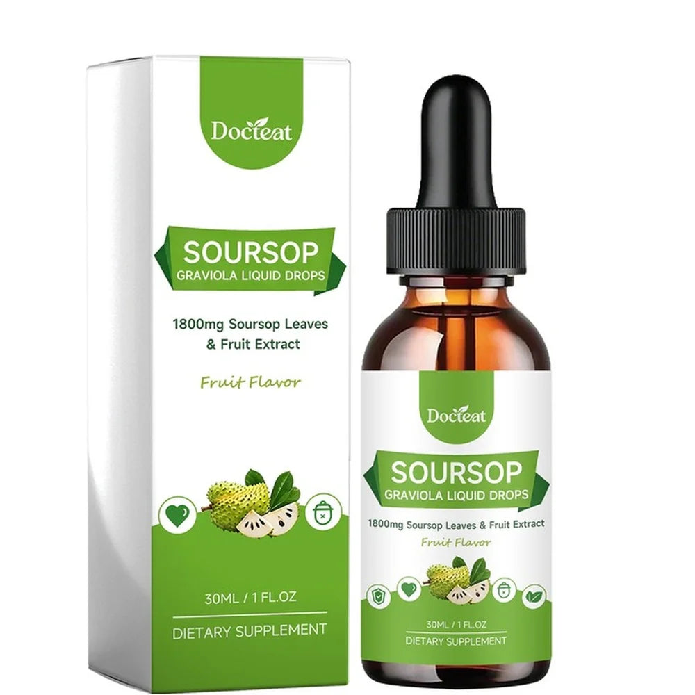Soursop Graviola Liquid Drops 1800mg – Daily Herbal Supplement Herbal Liquid Drops Oasis Select 1 Bottle 30 ml