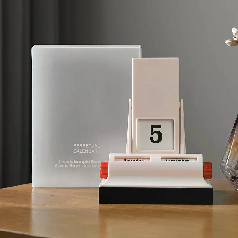 1Pc Flip Calendar Tabletop Ornament Decorative Desk Calendar Desktop Perpetual Calendar for Hotel Office Bedroom Living Room Oasis Select