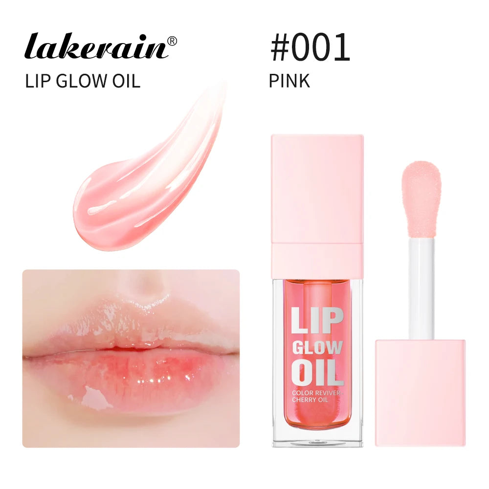 Crystal Lip Glow Oil Cherry Pink Lips Plumper Gloss Hydrating Plumping Lips Coat Tinted Lip Plumper Serum Lips Glow Oil Makeup Oasis Select 001 PINK
