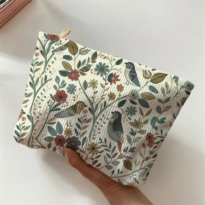 Corduroy Niche Versatile Makeup Bag New High-end Large Capacity Storage Portable Handbag Makeup and Wash Bag Oasis Select