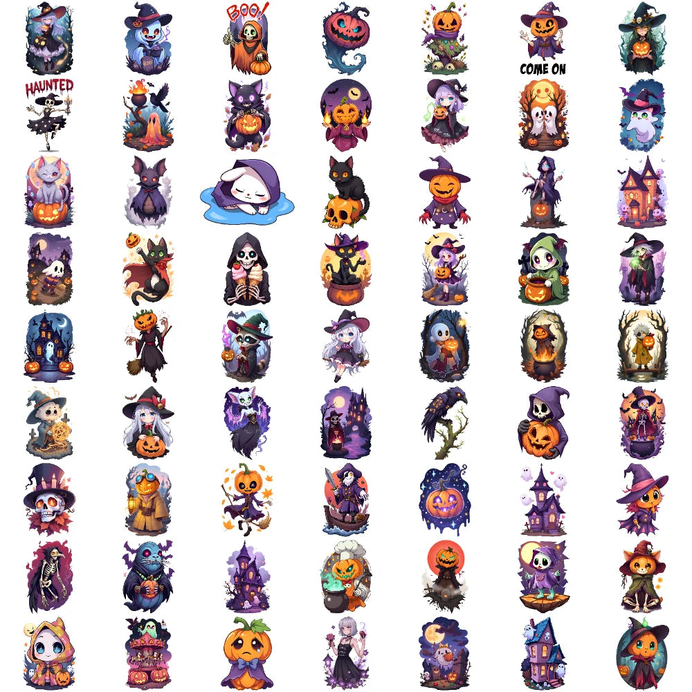 63-Piece Halloween Temporary Tattoos – Waterproof Skull & Witch