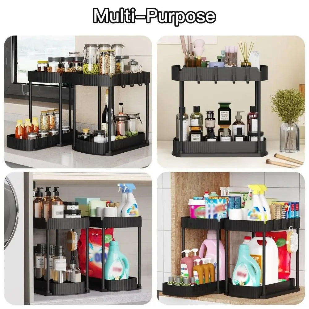 2-Tier Pull-Out Under Sink Organizer | Bathroom Kitchen Rack