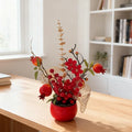 New Large Red Persimmon Artificial Potted Plant, New Year Spring Festival Home Decor Wealth Fruit Artificial Small Bonsai Oasis Select Red Pomegranate