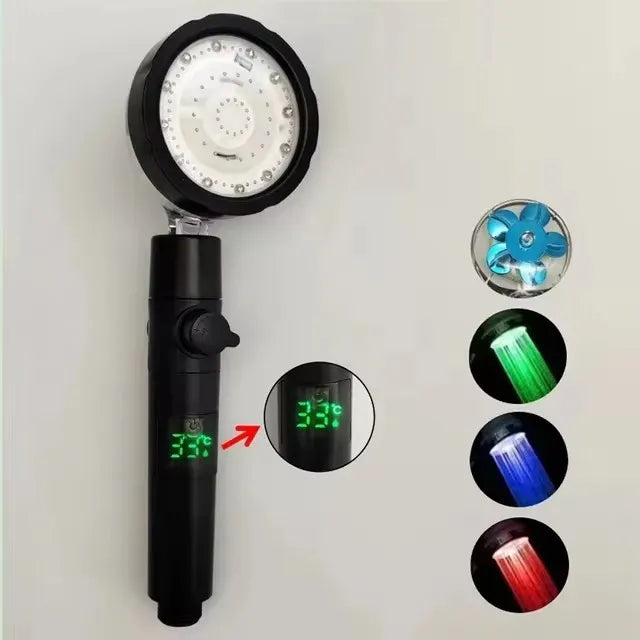 LED Anion Shower Head Rainfall SPA Temperature Control Shower Head Pressurized Water Saving 3/7 Colors Handheld Bathroom Shower Oasis Select 3 - Colorful E-BD
