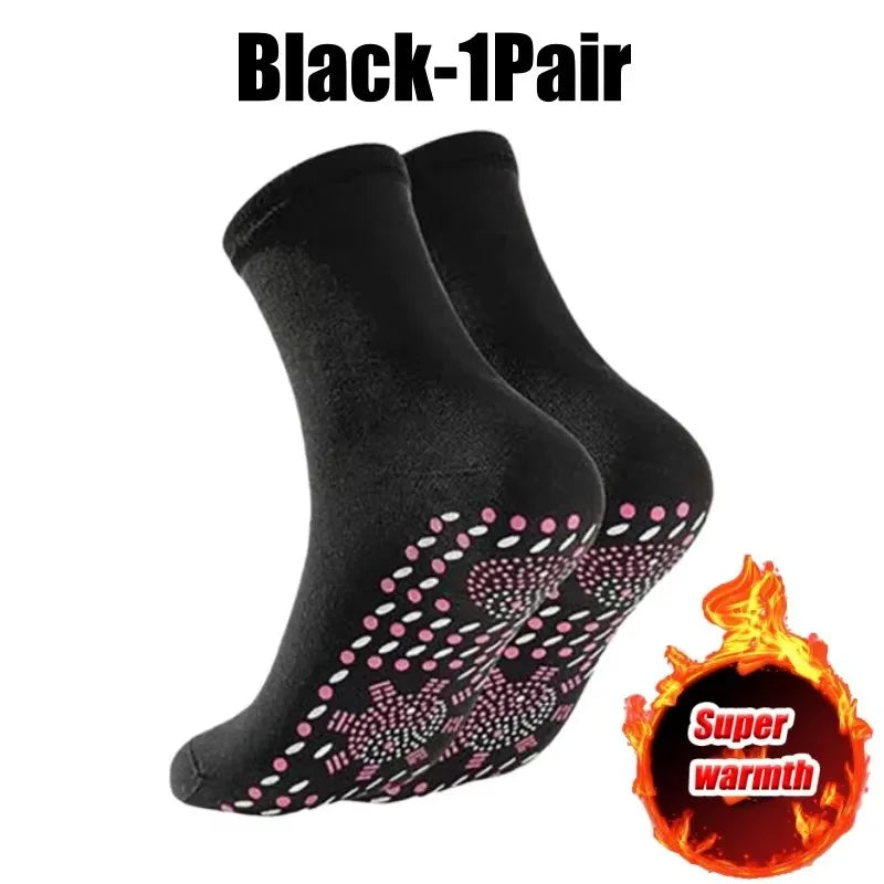 1-10pairs Unisex Self Heated Health Care Warm Socks Tourmaline Magnetic Therapy Foot Sox Relief Pression Sports Thermal Sock Oasis Select 1pair-Black One Size
