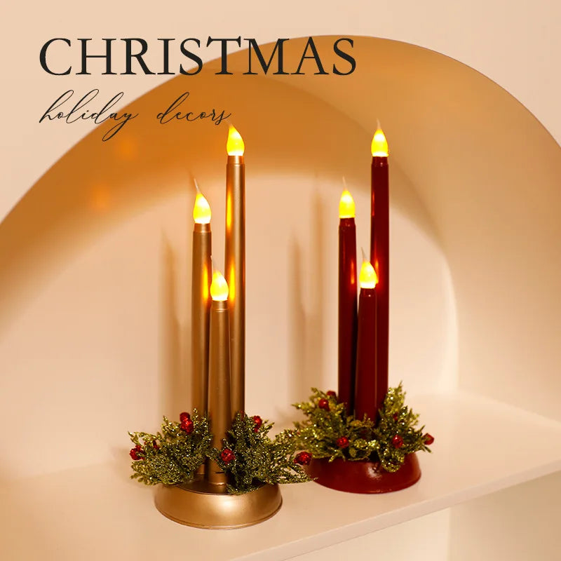 LED Electronic Candles Simulate Christmas Props Long Glossy Candles Christmas Decorative Items Oasis Select