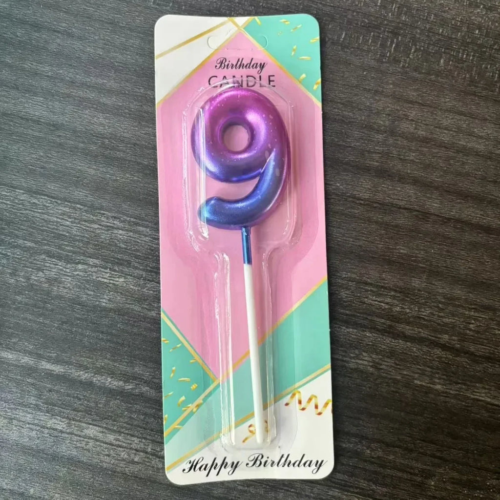 Candle Pink Birthday Candle Girl Happy Birthday Cake Topper Children's Party Decor Ornaments Opera Digital Celebration Candle Oasis Select 9-purple
