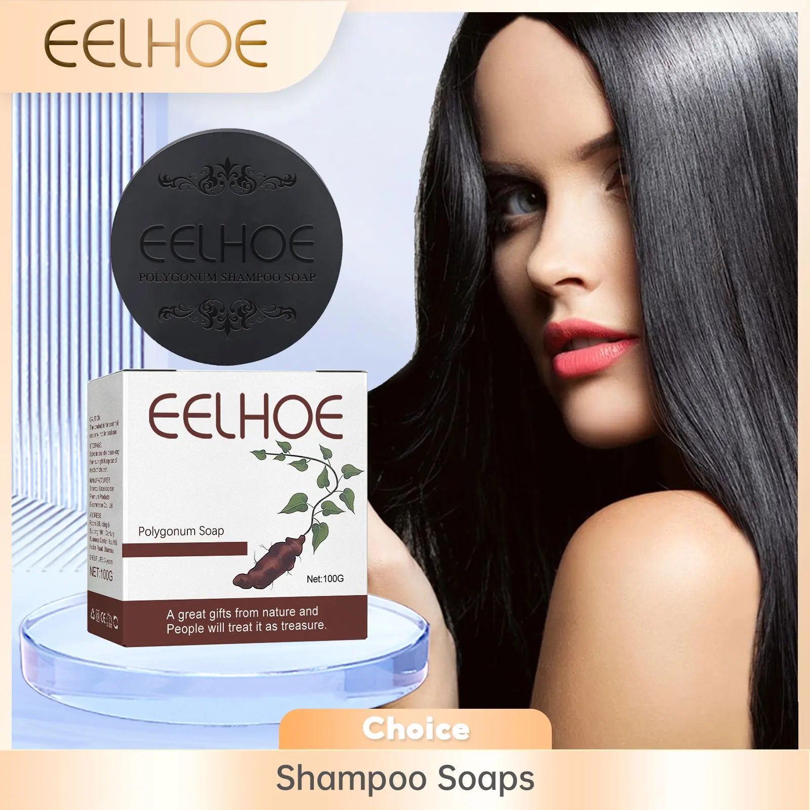 EELHOE Polygonum Multiflorum Shampoo Soaps Deep Cleaning Hair Moisturizing Care Cover Gray Hair Dye Ginseng Extract Shampoo Soap Oasis Select