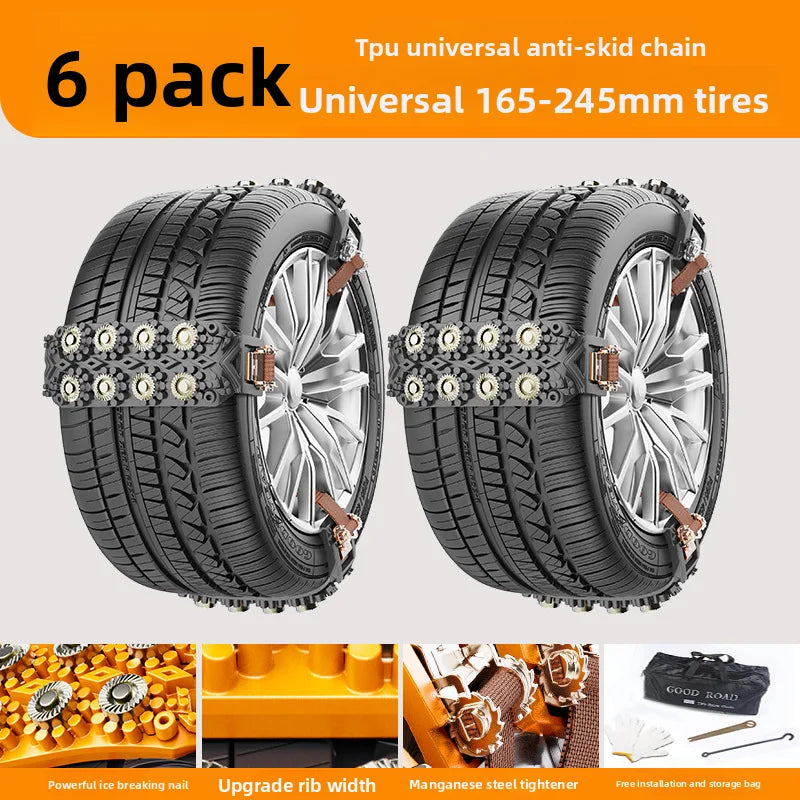 Automobile tire anti-skid chain, sedan off-road vehicle universal anti-skid escape chain Oasis Select 6PCS