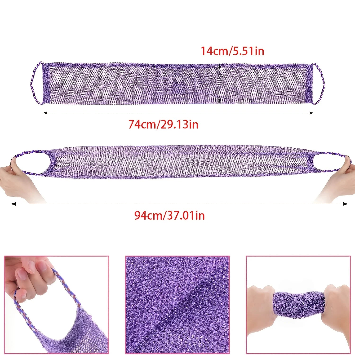 2PCS African Mesh Back Long Net Bath Towel, One Side Gentle and Delicate, The Other Side Rough and Powerful Oasis Select