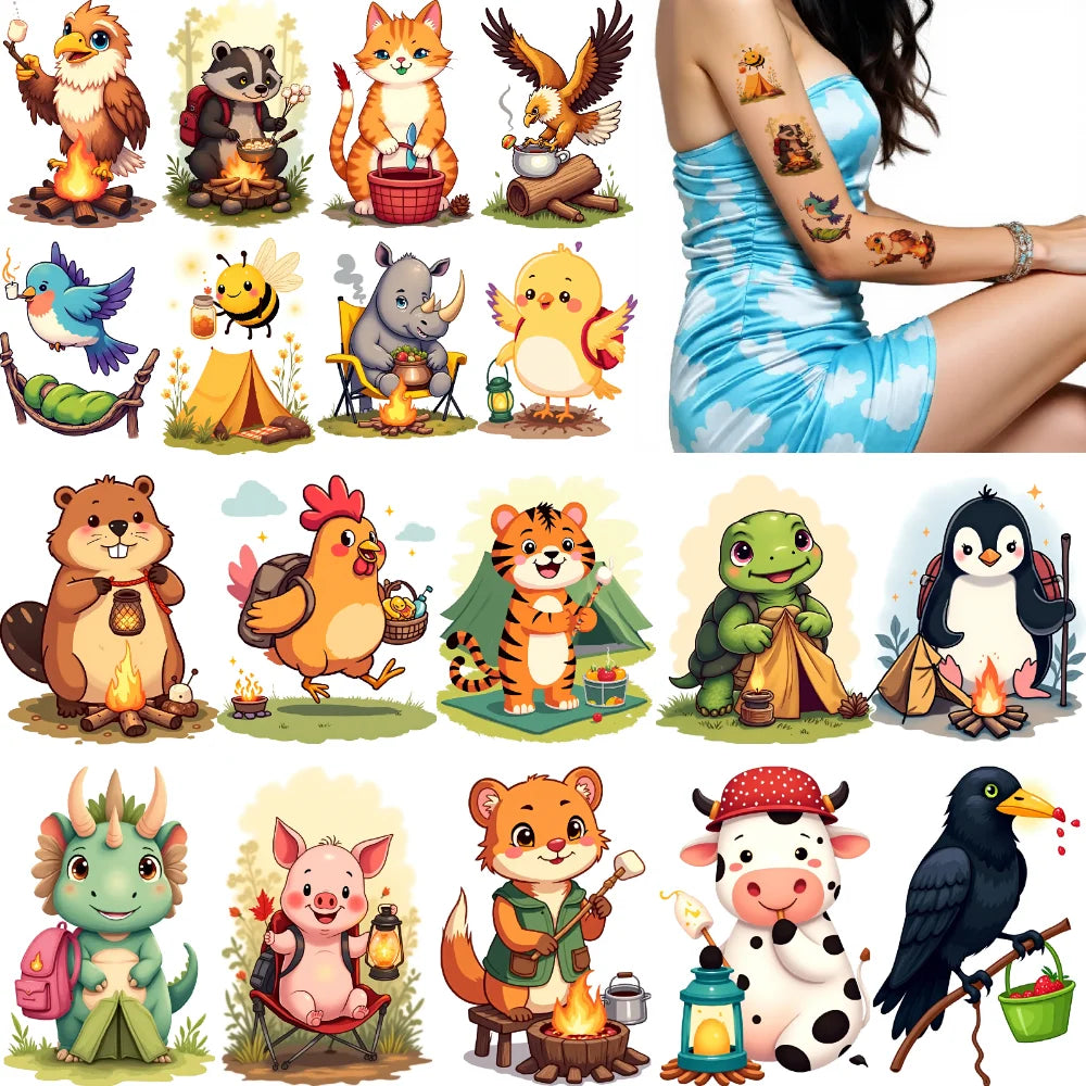 28pcs Waterproof Temporary Tattoo Stickers – Animals & Lanterns