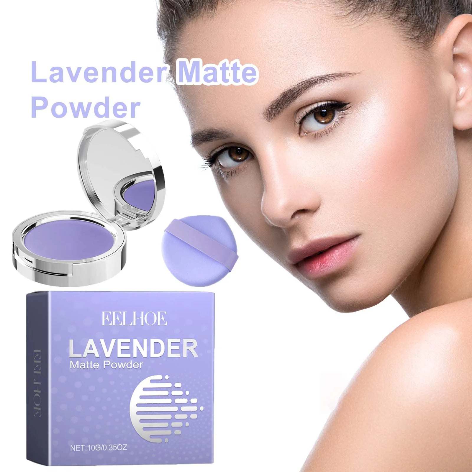 Lavender Matte Powder Oil Control Setting Powder Waterproof Smoothing Makeup Foundation Powder with Puff Loose Setting Powder Oasis Select