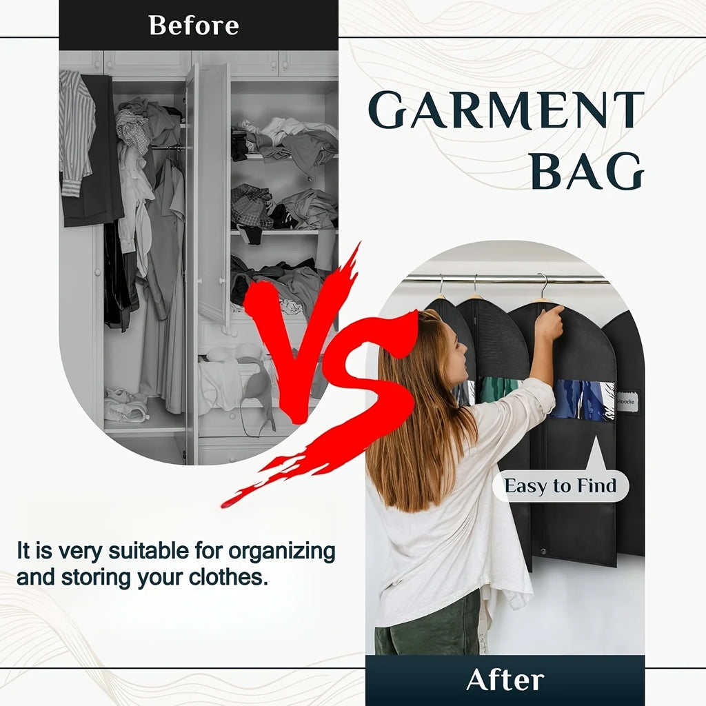 1pc Dust-Proof Garment Bags, Zippered Hanging Clothing Organizer,Space-Saving Protective Cover for Wedding Suit Travel Wardrobe Oasis Select