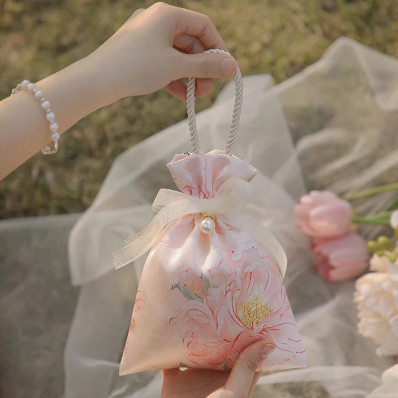 Vintage Floral Drawstring Candy Gift Bags – Wedding & Shower