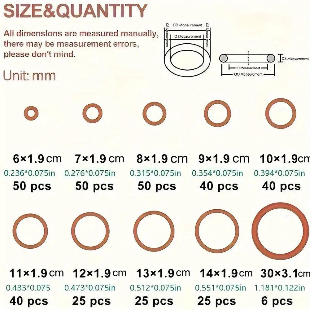 351PCS Silicone O-Ring Sealing Set, Ten Different Standard Sizes Oil Heat Resistant Rubber Gasket Pad For Cars Pipelines Oasis Select