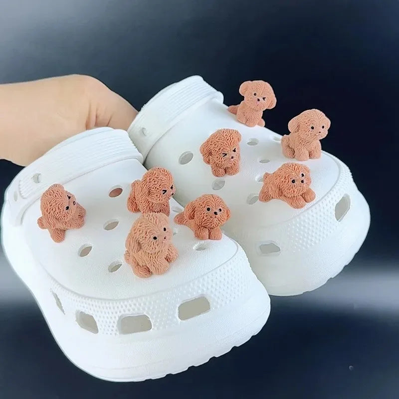 4/8PCS Summer Fashion Shoe Charms Set Accessories for Clogs Shoe Buckle Cute Teddy Dog DIY 3D Shoes Decorations for Bogg Bag Oasis Select