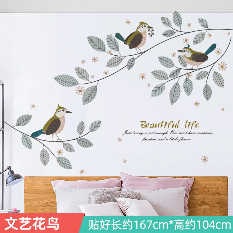 Ink Smudge Light Blue Mountain Background Wall Decoration Stickers Bedroom Bedside Chinese Artistic Conception Wall Stickers Oasis Select 9