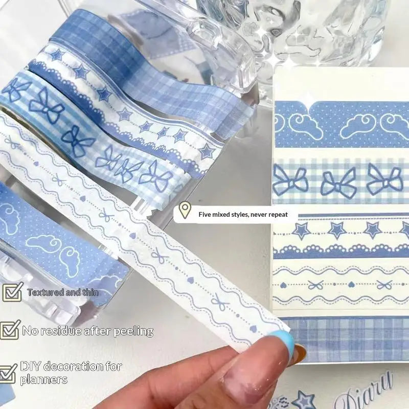 2/3Pcs INS Style Decorative Tape Set Wing Bow Grid Pattern Cute Adhesive Tapes for DIY Scrapbooking Journaling Craft Projects Oasis Select