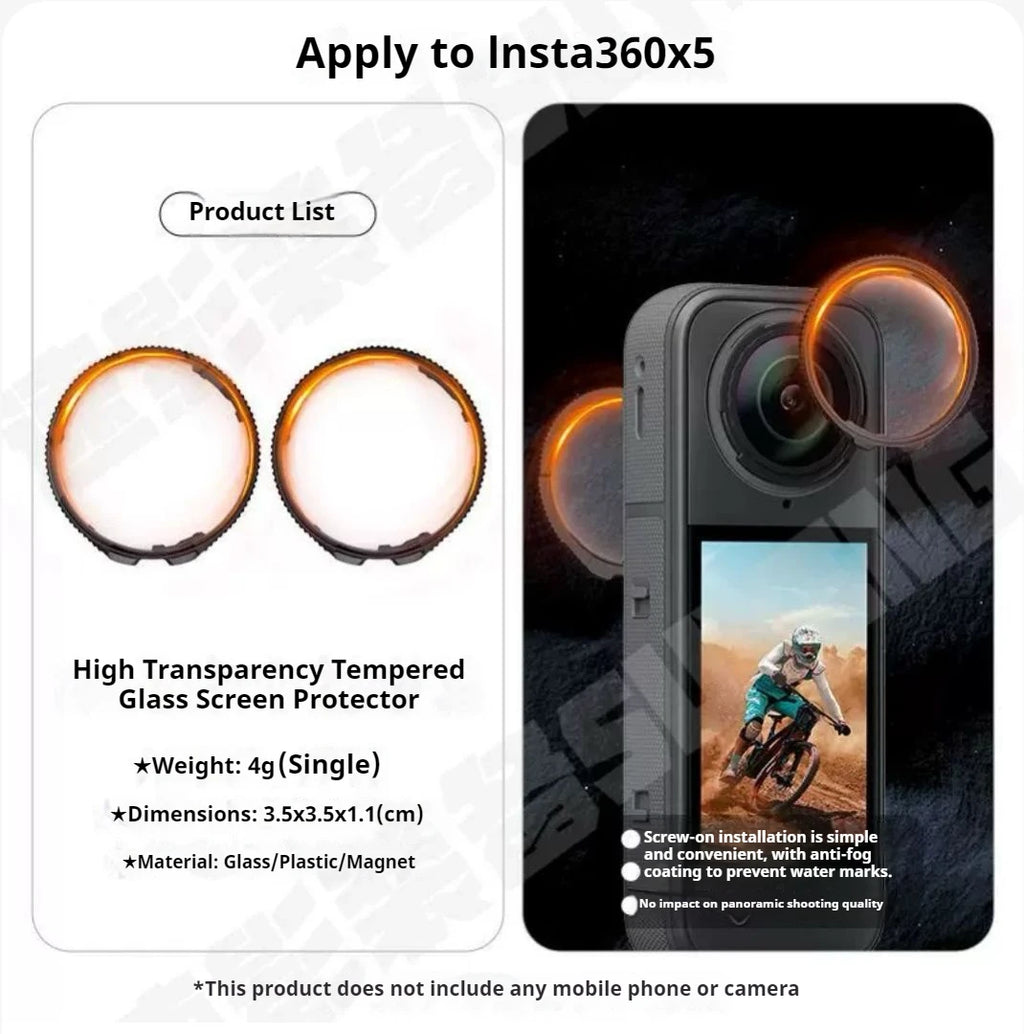 Optical Glass Lens Protector for Insta360 X5 | 9H AR Coated