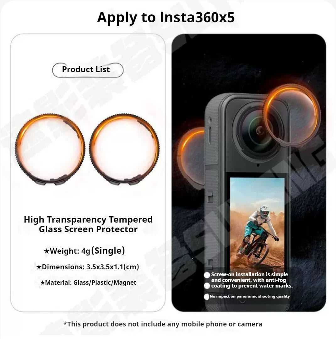 Optical Glass Lens Protector for Insta360 X5 | 9H AR Coated