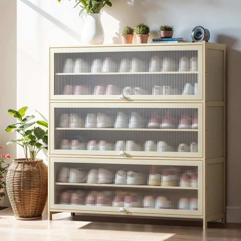 Cream wind dopamine shoe cabinet household simple door multi-layer dust storage shoe rack Oasis Select