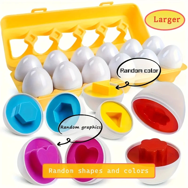 12/6pcs Color and Shape Matching Toys Simulated Egg Shapes with Storage Box - Geometric Shape & Color Learning Toy Set for Kids Oasis Select