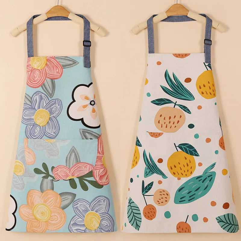 1PC Aprons Fashion Cotton Fabric Waterproof Thickened Dirt Resistant Kitchen Apron and Home Work Clothes Gardening Work Clothing Oasis Select