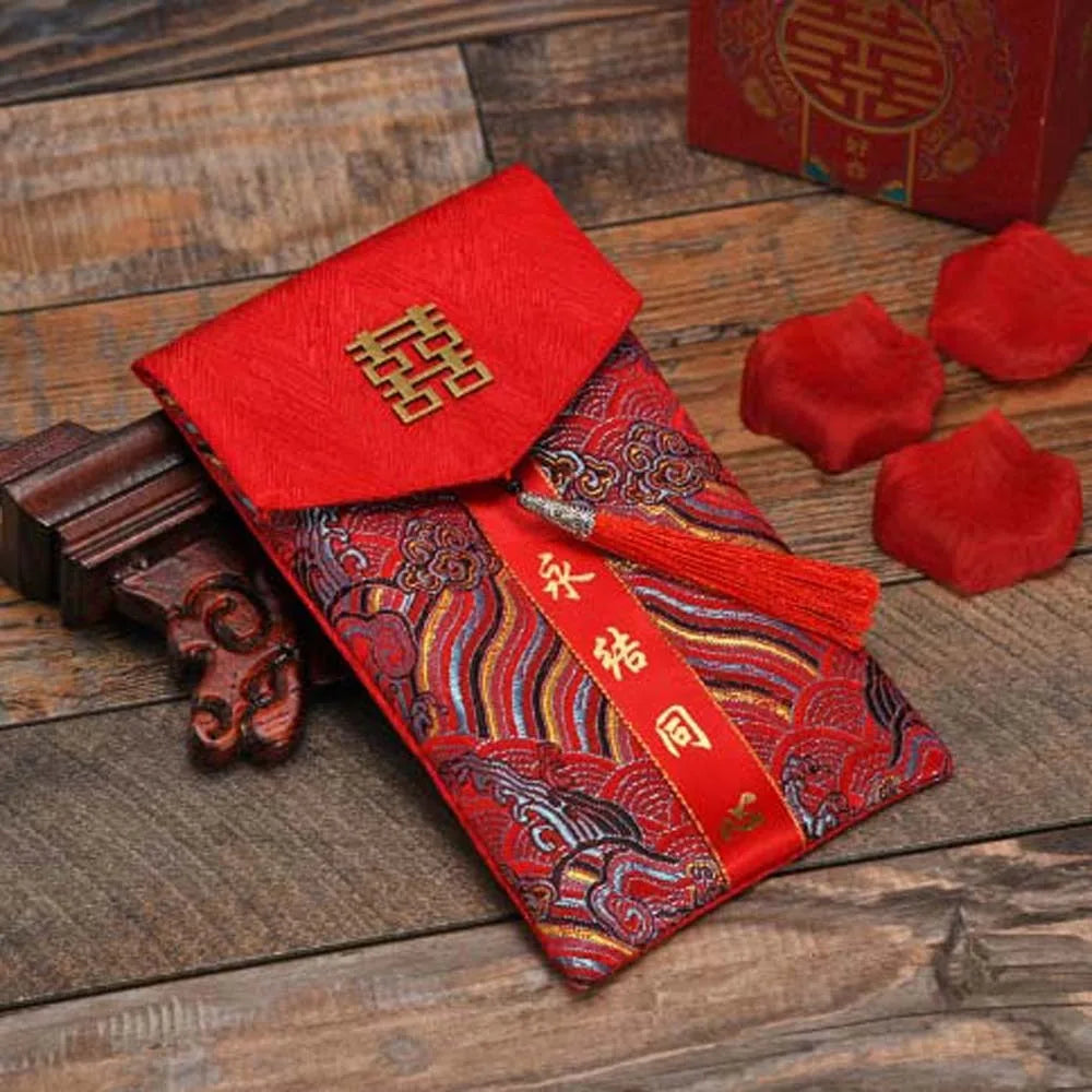 2025 Lunar New Year Brocade Red Envelope HongBao with Tassel