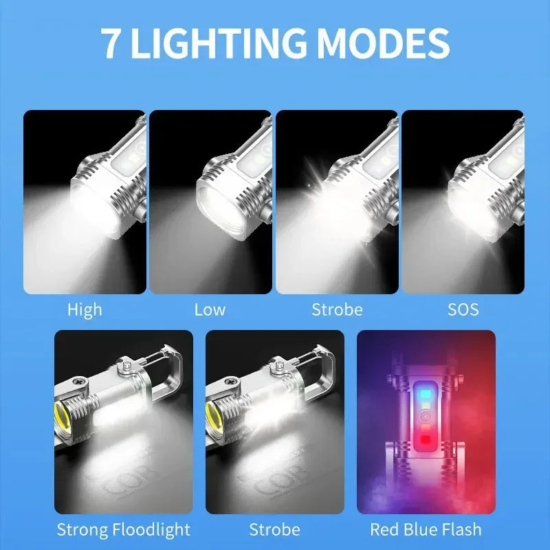 Outdoor Camping Portable Keychain Light Mini Key Light Emergency Work Light Long Battery Life Multi-function Flashlight Oasis Select