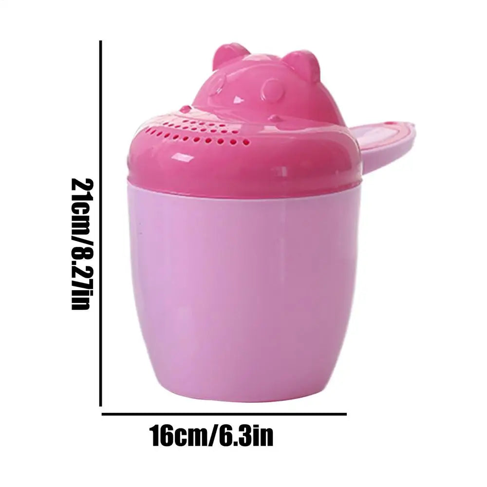 Cute Cartoon Baby Bath Caps Toddle Shampoo Cup Children Bathing Bailer Baby Shower Spoons Child Washing Hair Cup Kids Bath Tool Oasis Select Pink