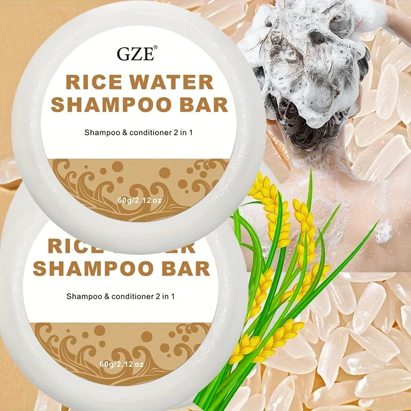 GZE Rice Water Shampoo Bar – Protein-Enriched Solid Bar 2-Pack