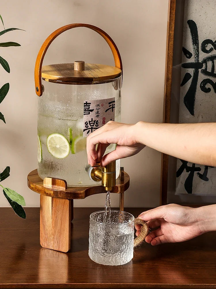 Japanese Glass Cold Kettle High Temperature Resistant Large Capacity Lemon Tea Juice Bucket with Faucet Cold Kettle Oasis Select