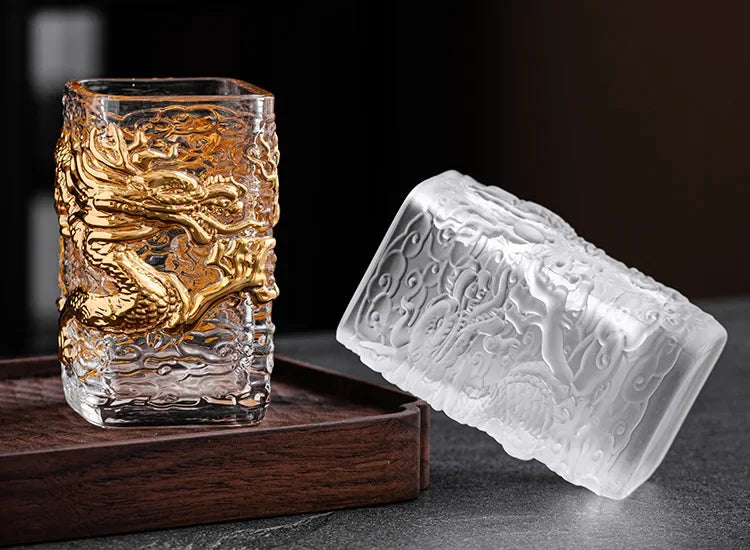 Personalized Creative Glass Tea Cup Golden Dragon Cup Heat-resistant Glass Master Single Cup Oasis Select