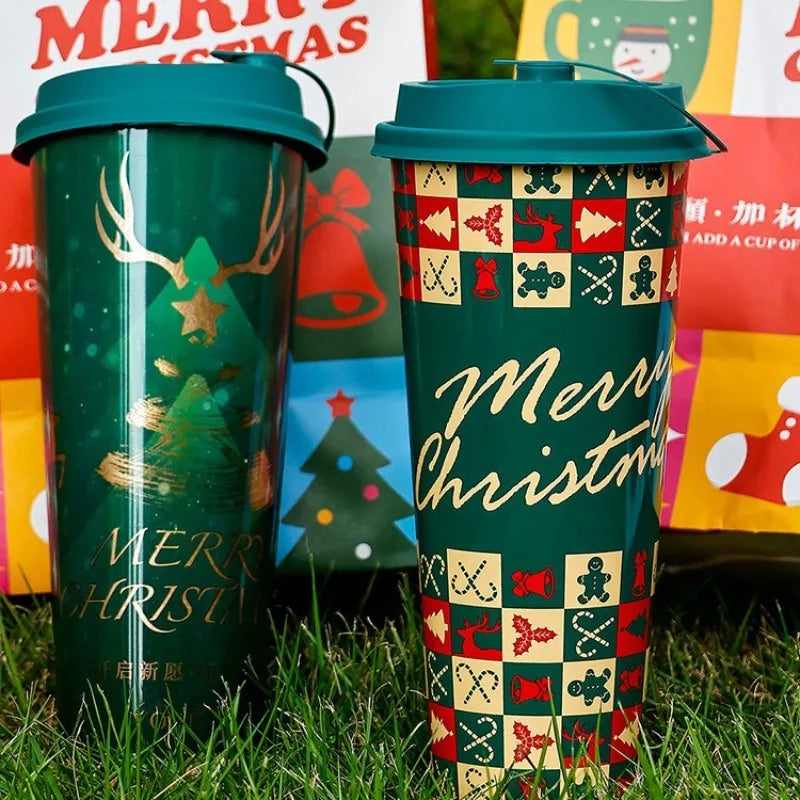 10Pcs 22oz Large Coffee Cup Set- Leakproof Thermal Mugs with Lids Travel Cups for Hot/Cold Drinks Reusable Christmas Party Cups Oasis Select
