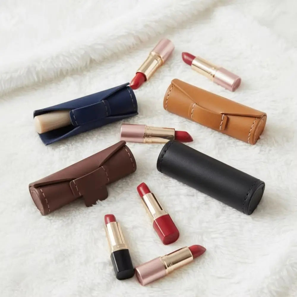 Mini PU Leather Lipstick Case with Keychain | Portable Cover
