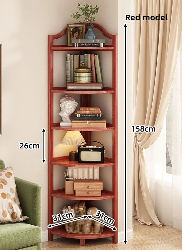 Corner Cabinet Triangle Corner Cabinet Indoor Shelf Shelf Living Room Floor Locker Modern Simple Storage Rack Oasis Select red-6