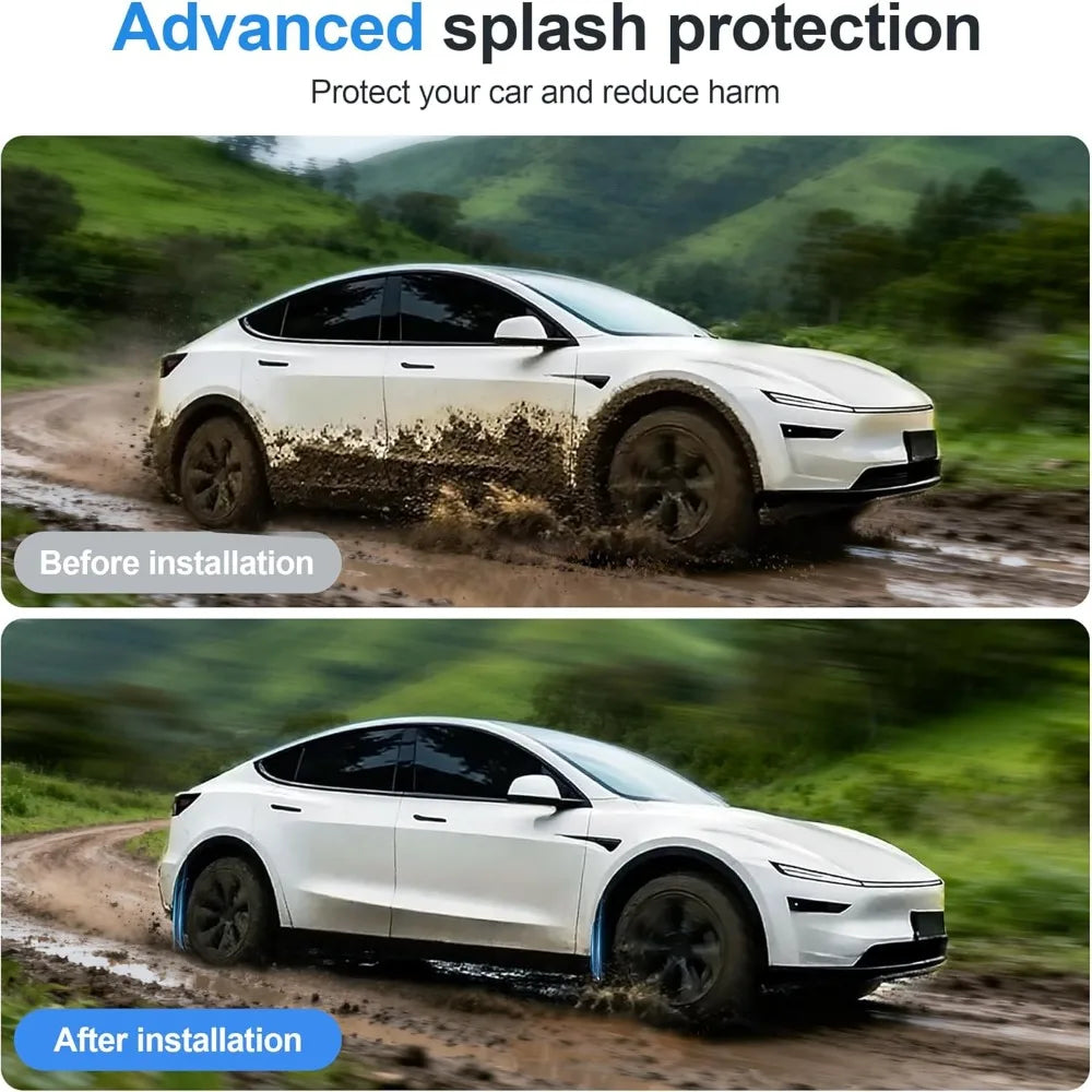 All Weather Protection TPE Mudguards Compatible for Tesla Model Y Juniper 2025 Front Rear Mud Flaps Fender 4PCS Accessories Oasis Select