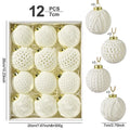 12-Piece White Knitted Yarn Christmas Ball Ornaments Set