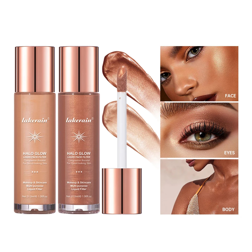 Halo Glow Liquid Filter Liquid Highlighter Face Contouring Pearlescent Makeup Brightener Bronzer Glow Body Face Contour Shimmer Oasis Select