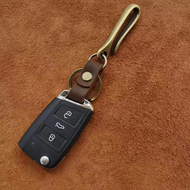 Vintage Leather Keychain Bag Accessories High Quality Cowhide Men's Car Keychain Fashion U-shaped Waist Hook Decorative Gift Oasis Select