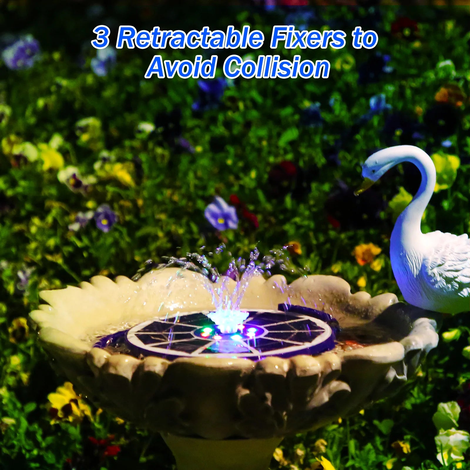 3.5w Solar Bird Bath Fountain Pump with Light, Blue/Purple Solar Fountain, Automatic/Night Mode Switching, Suitable for Courtyar Oasis Select