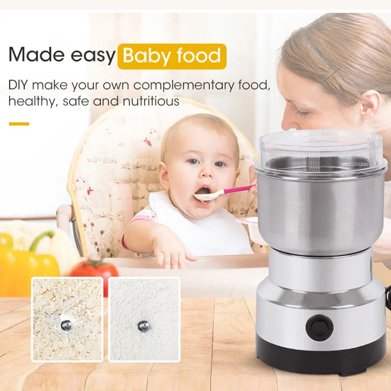 Mini Electric Grinder 300ml Ultrafine Pulverizer for Baby Food Coffee Spice Pepper Grain Mill with 2/4 Blades Household Use Oasis Select