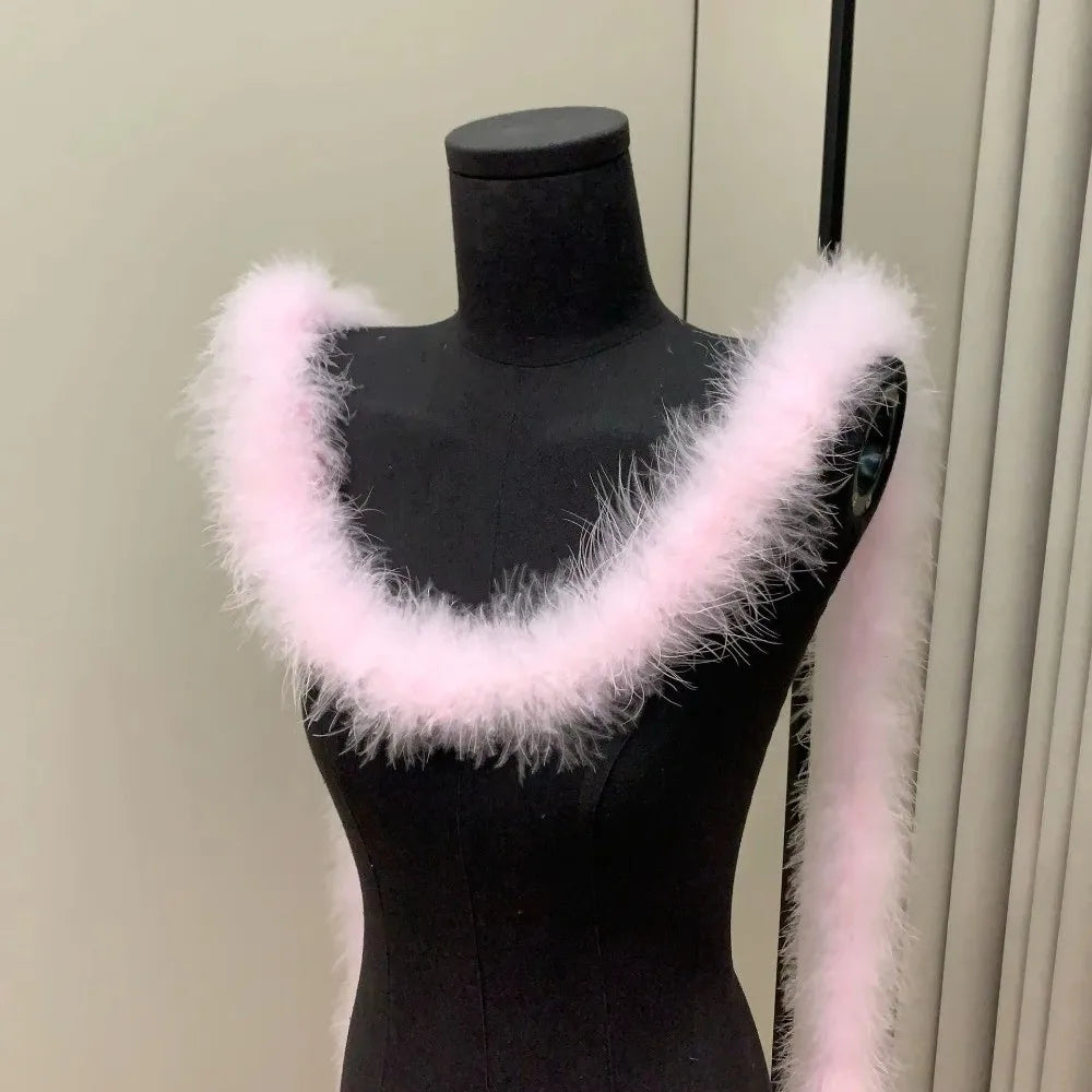 Fashion 2 Meter Decorative Strip Faux Fur DIY Apparel Sewing Fluffy Trim Cuff Strip Home Decor Artificial Fur Decoration Oasis Select Pink