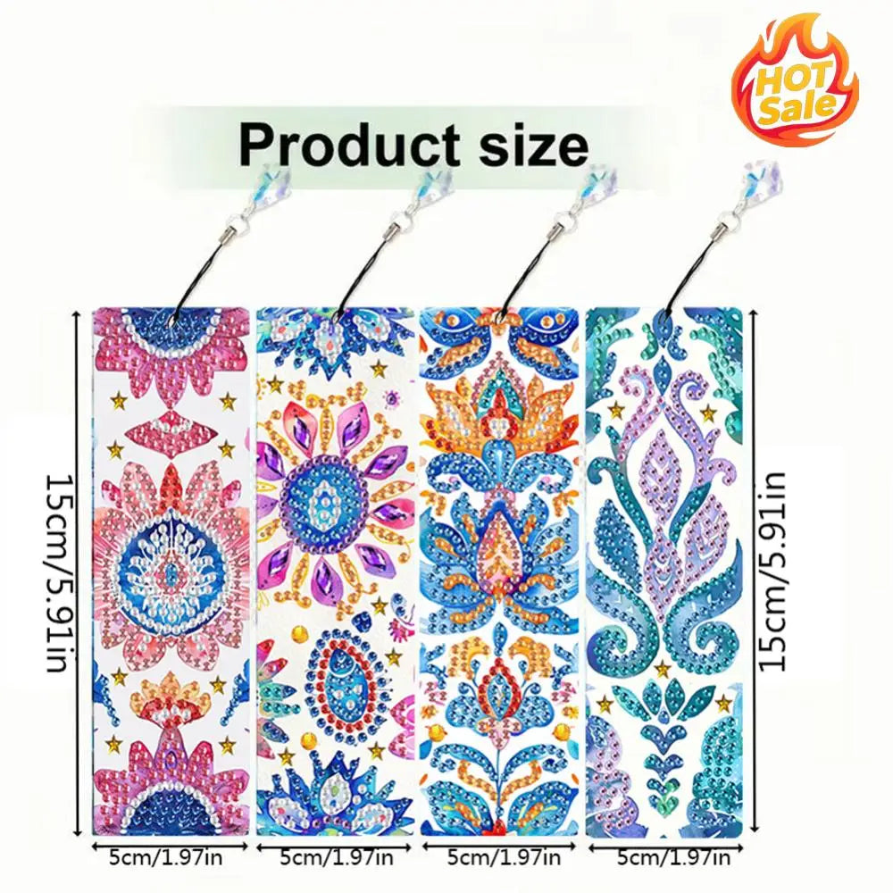 4Pcs DIY Diamond Painting Bookmark with Pendants Diamond Painting Art Bookmarks for Beginners Ideal Choice for Home Office Use Oasis Select