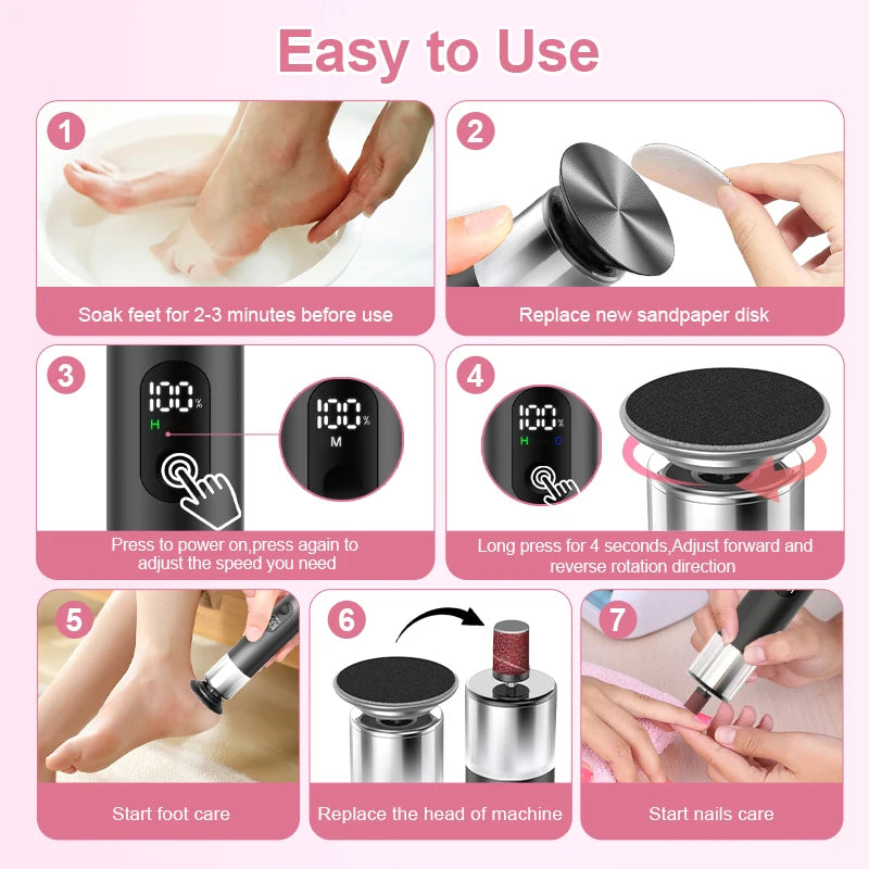 2-in-1 Electric Foot & Nail Grinder | Digital Display Rechargeable