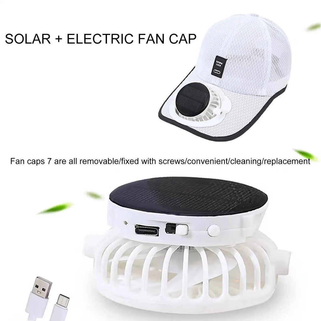 Summer Fan Sunhat Women Men Fan Baseball Hat Strong Wind Cooling Sun Protection Fan Solar Charging FanCap Oasis Select