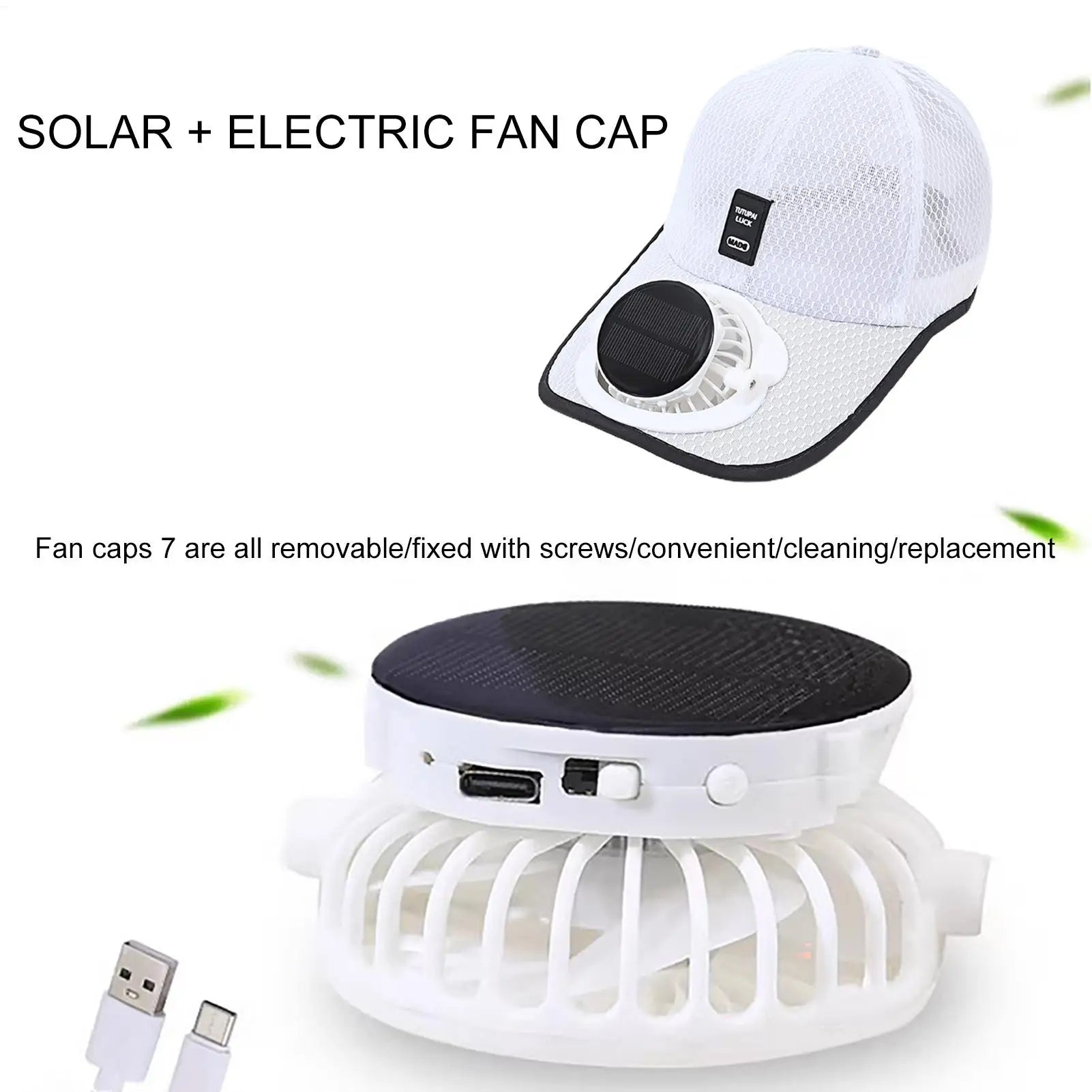 Summer Fan Sunhat Women Men Fan Baseball Hat Strong Wind Cooling Sun Protection Fan Solar Charging FanCap Oasis Select