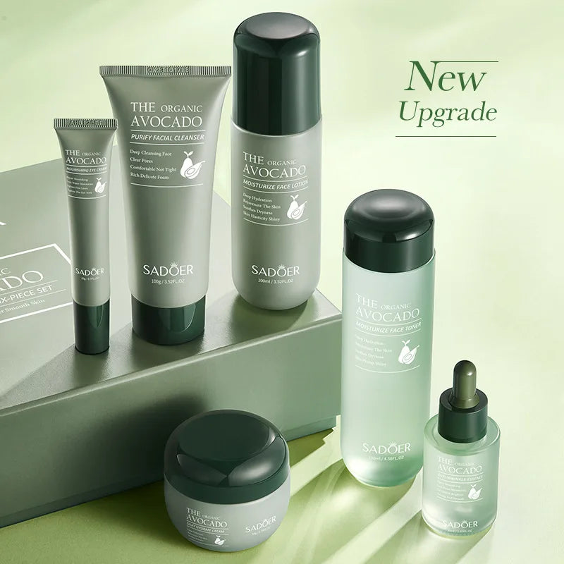 SADOER Avocado 6-Piece Skincare Set – Cleanse, Hydrate & Moisturize