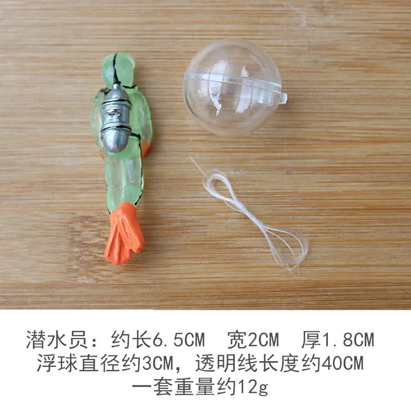 The New Resin Floating Diver Fish Tank Floating Decoration Under The Underwater Scenery Underwater World Small Floating Ball Oasis Select Noctilucent Green