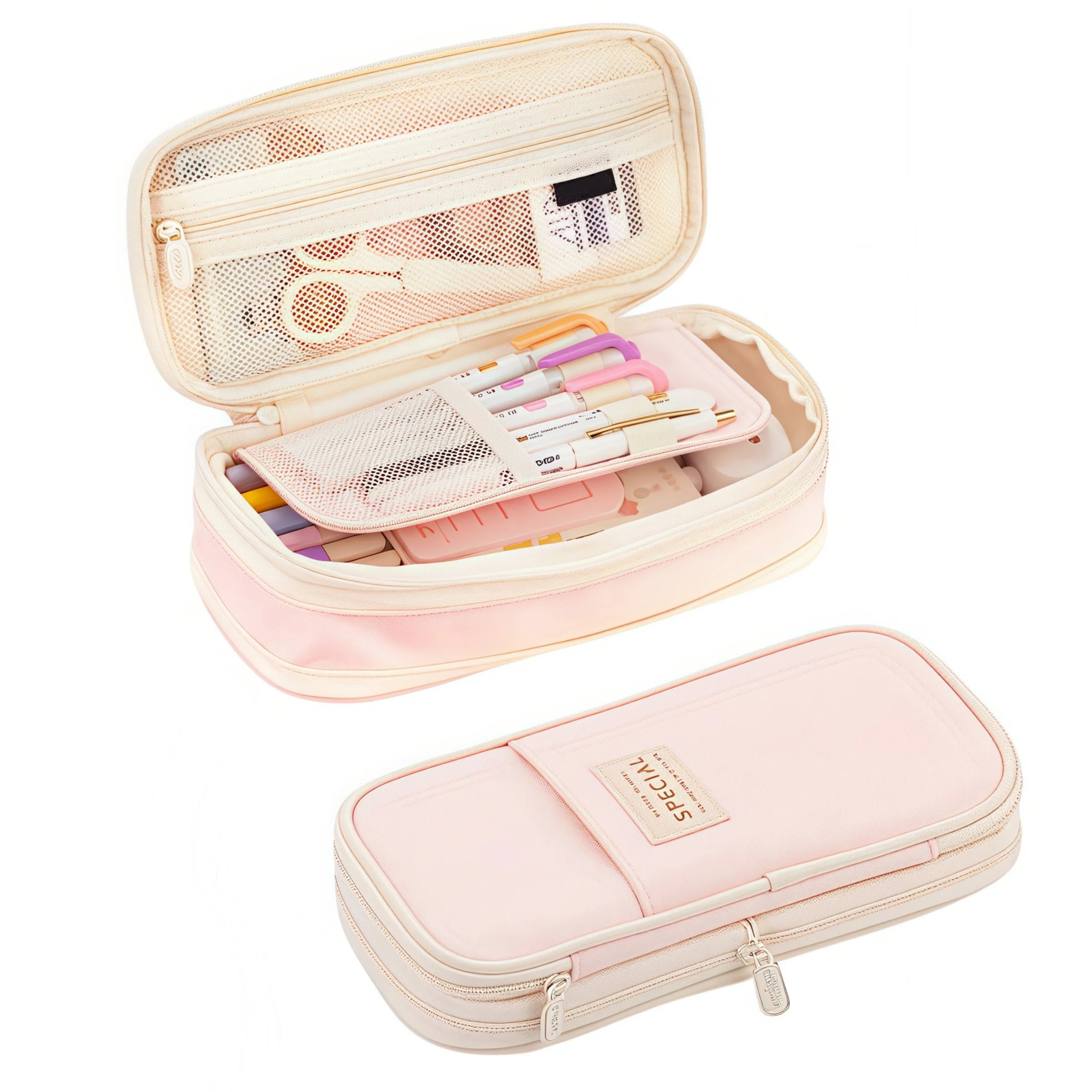 School Stationery Supplies Kawaii Pencil Cases Large Capacity Pencil Bag Pouch Holder Box for Girls Office Students Organizer Oasis Select Pale Pink